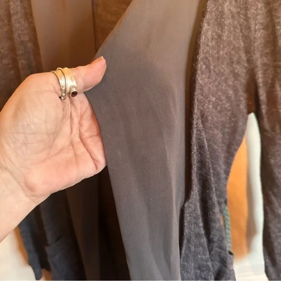 Bluebird Size L dark grey cardigan with sheer around edges - Picture 2 of 7